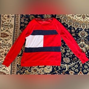 Aesthetic Girls Tommy Hilfiger sport  velvet long sleeve sweater